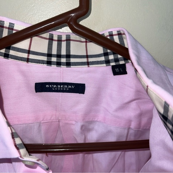Burberry London Men’s Pink Button down Dress Shirt 16L - Picture 2 of 4